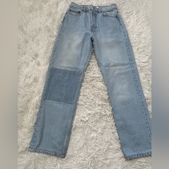 Reformation Cynthia Patch High Rise Straight Jeans  - size 25 - Picture 1 of 6